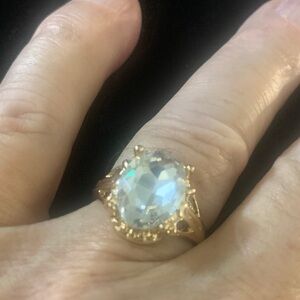 Elegant Gold and white cut glass Women's Ring Bogo